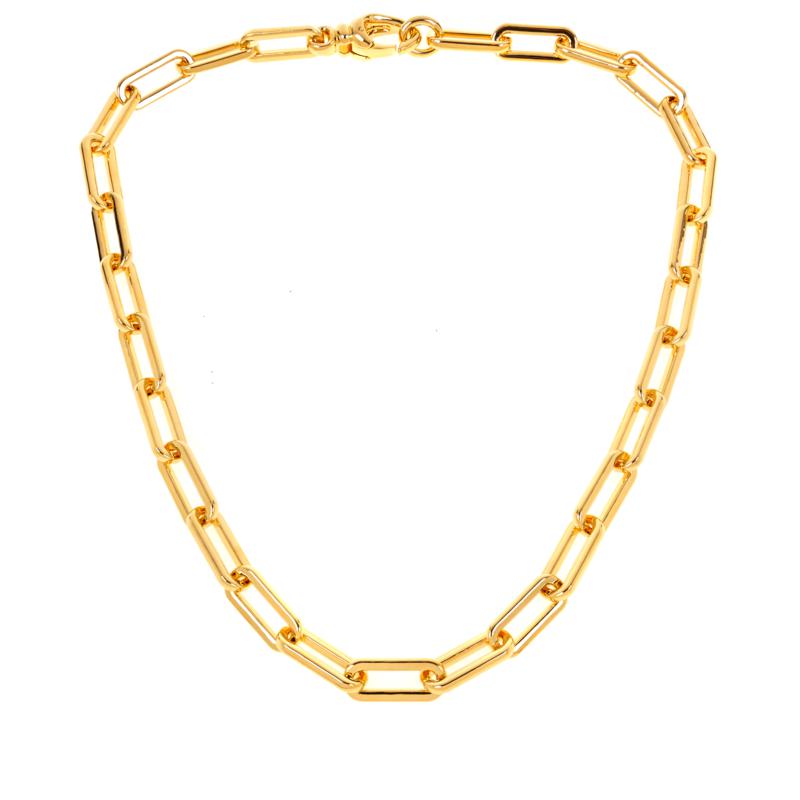 1970'S style rectangle link gold chain necklace